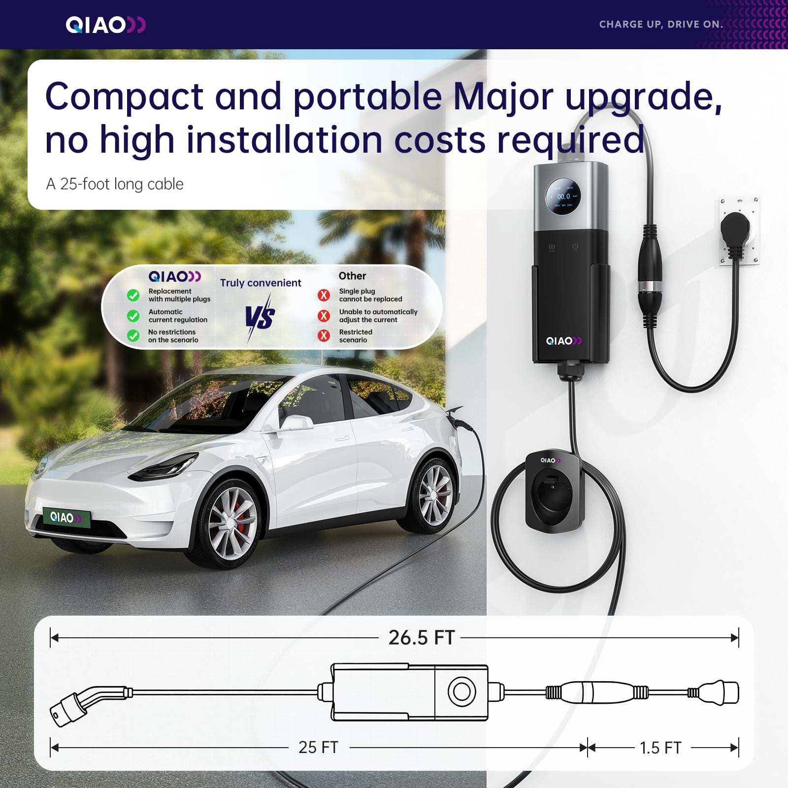 QIAO Level 2 EV Charger SAE J1 - Home Ev Charger ulasan dan harga