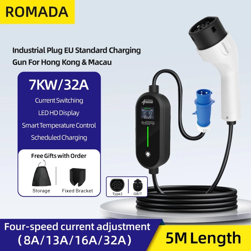 ROMADA 7KW 32A EV Portable Cha - Ev Charger Adapter ulasan dan harga